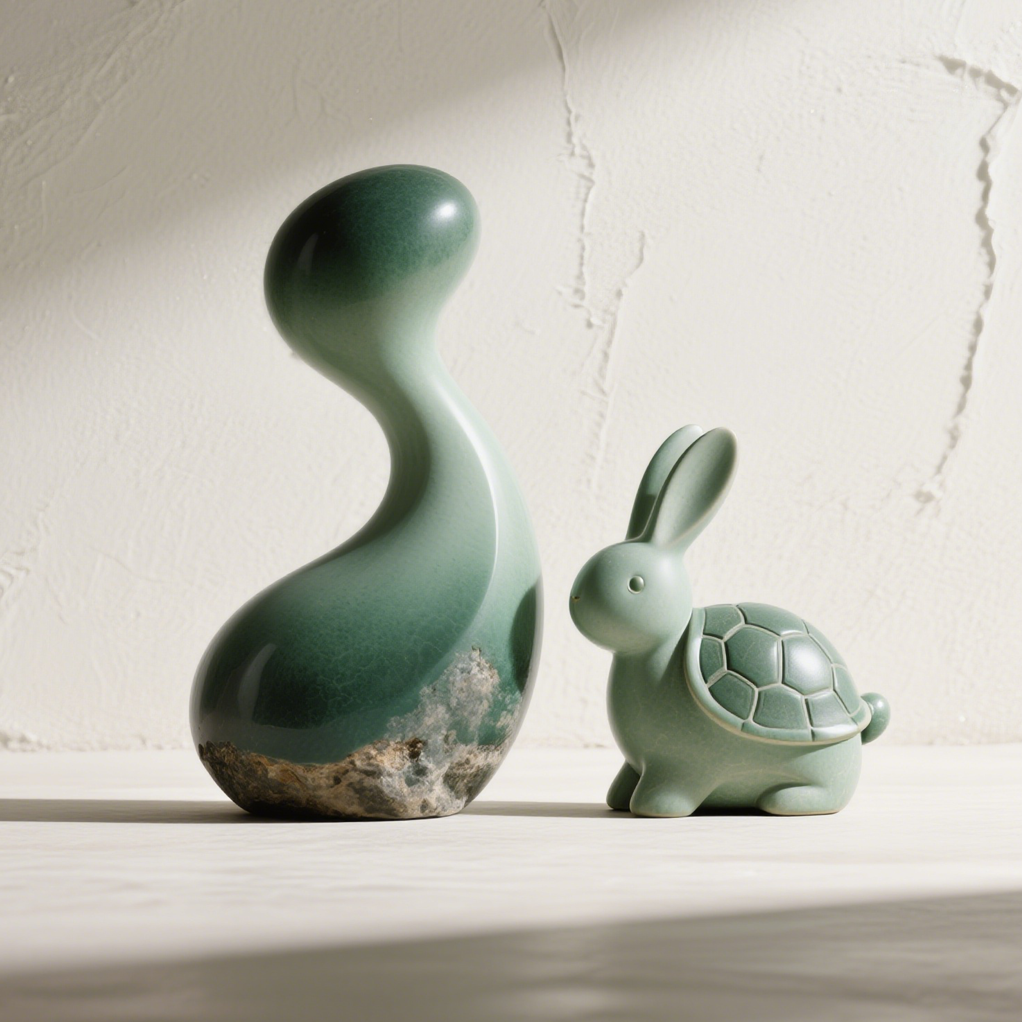 Kreatív kerámia nyúl és teknős díszlet