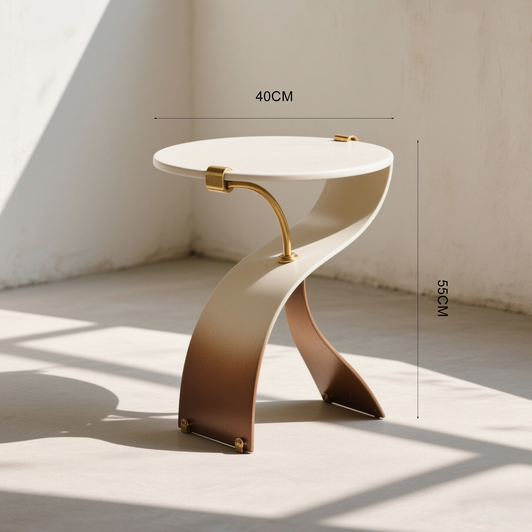 Design lekerekített oldalasztal fehér színben