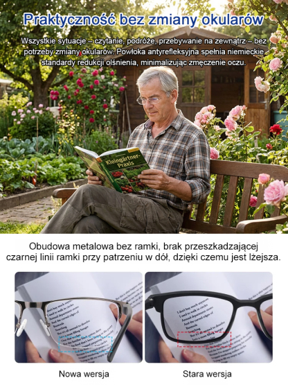 【Koniec z wiecznym zmienianiem okularów】👓Eterlens Bezramkowe okulary progresywne fotochromowe dla kobiet i mężczyzn