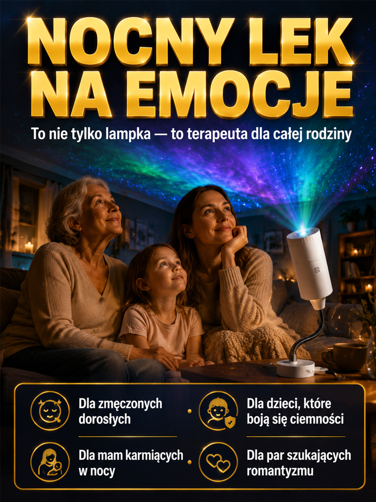 Wielofunkcyjny projektor zorzy polarnej, chroniący oczy, pomagający w zasypianiu i tworzący cudowną atmosferę