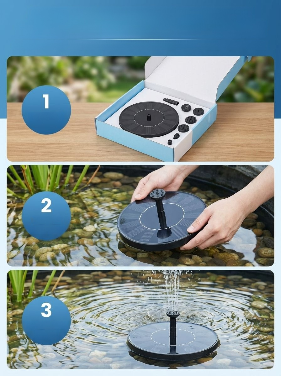 0 Elektryczna fontanna zasilana energią słoneczną z funkcją napowietrzania
