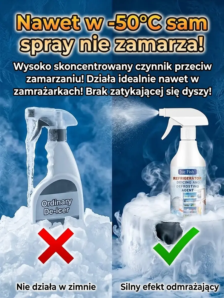 【3-minutowy szybki środek do usuwania szronu i lodu】Spray do rozmrażania lodówki bez wyłączania zasi