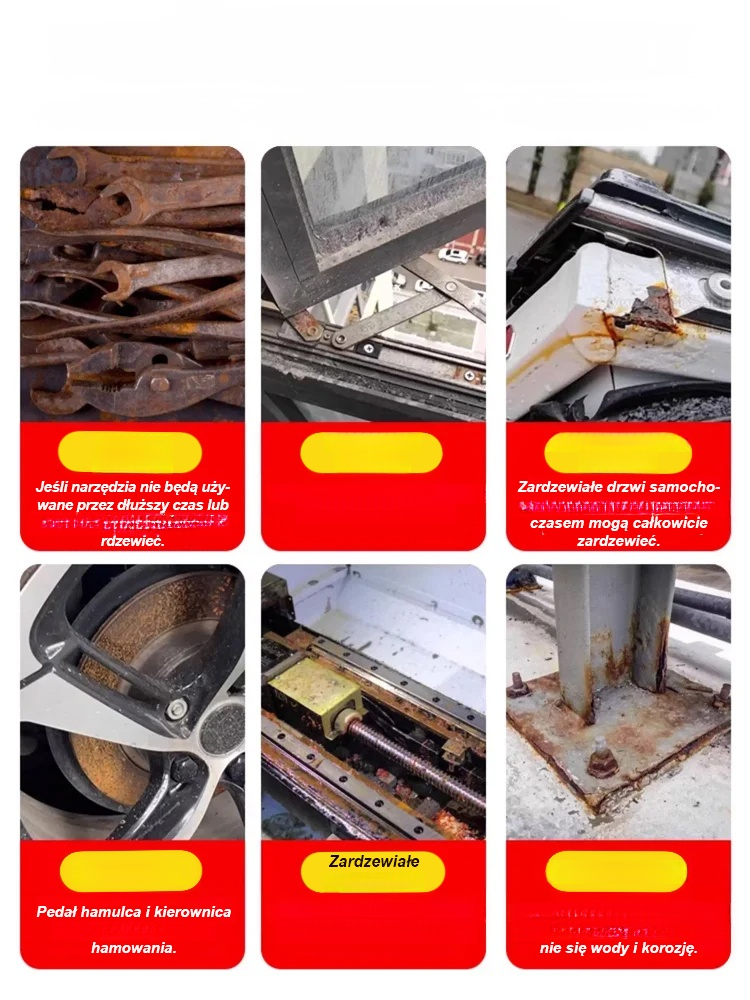 Wielofunkcyjny spray do usuwania rdzy i ochrony powierzchni metalowych.