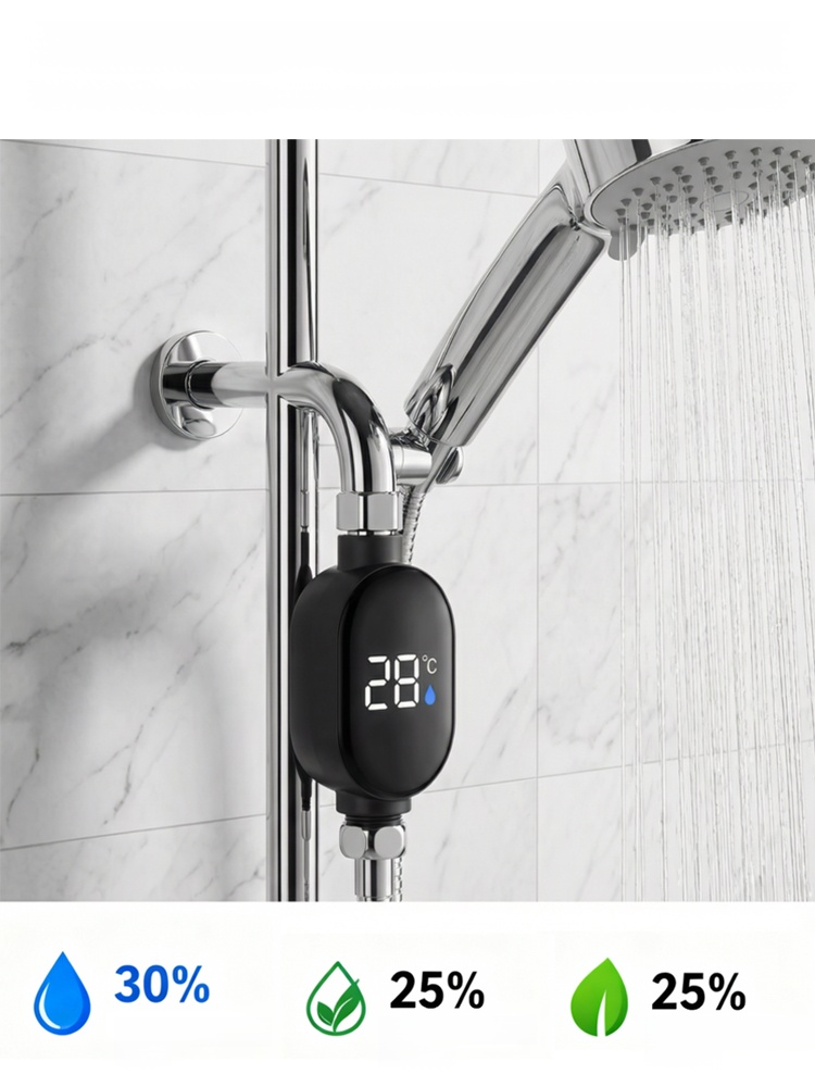 Inteligentny, wodoszczelny wyświetlacz temperatury do słuchawki prysznicowej