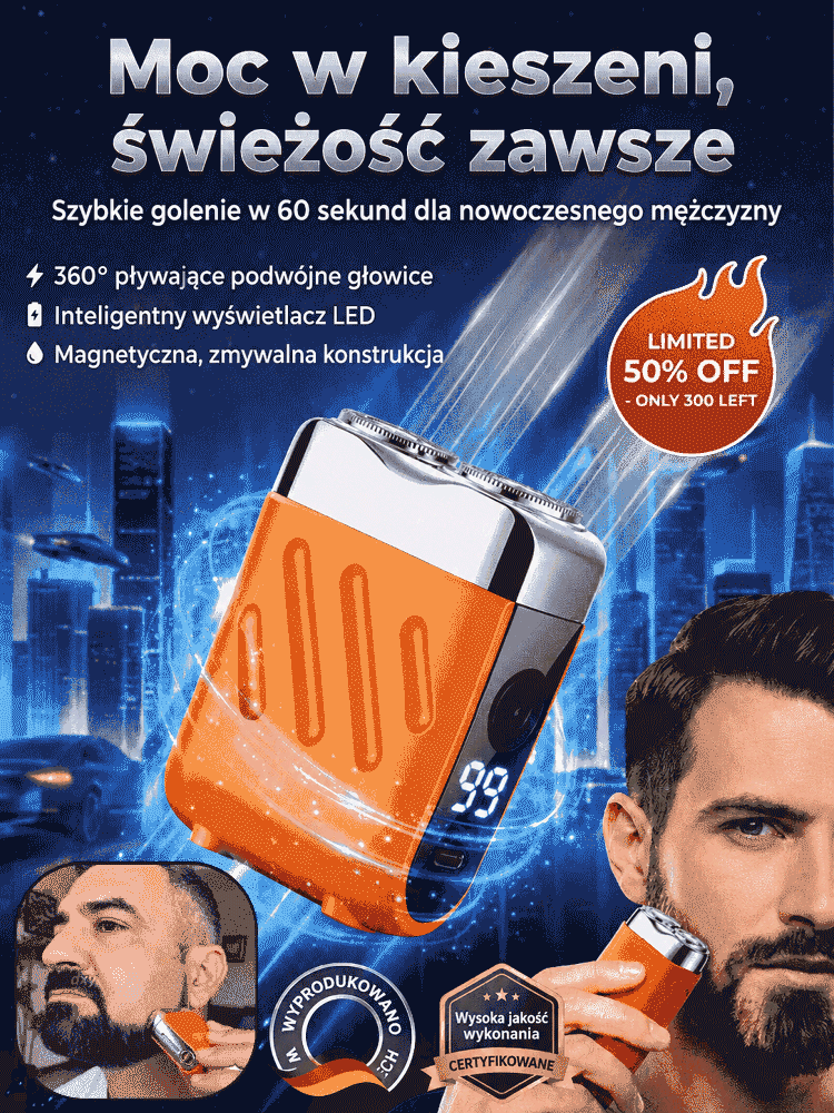 Ultracienka, dwugłowicowa golarka kieszonkowa, mocny silnik zapewniający dokładne golenie za jednym pociągnięciem