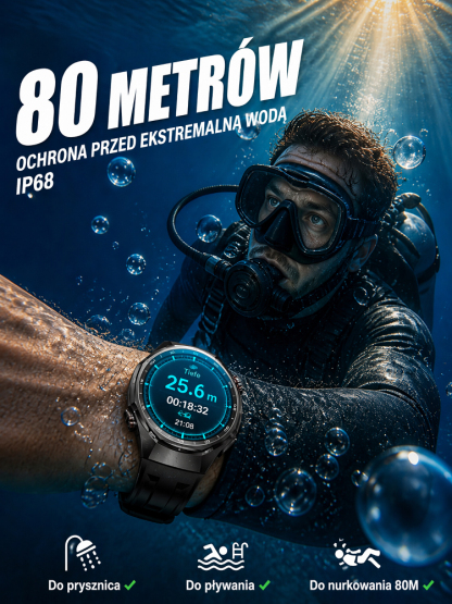 Smartwatch z funkcją rozmów Bluetooth | Bateria działająca do 180 dni | Monitorowanie zdrowia 24/7