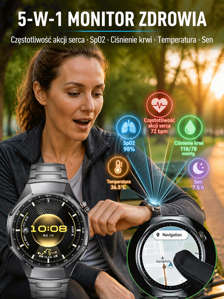 Smartwatch z funkcją rozmów Bluetooth | Bateria działająca do 180 dni | Monitorowanie zdrowia 24/7