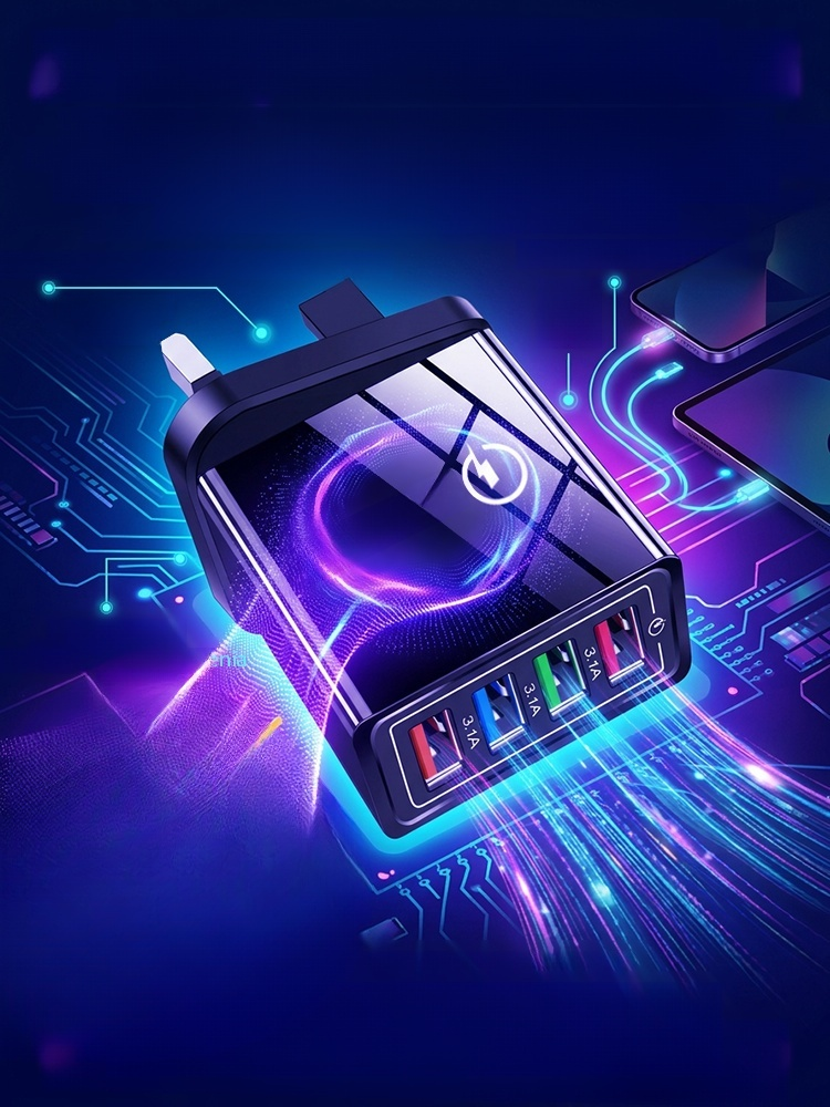 Czterowyjściowa ładowarka podróżna 【poprawa żywotności baterii telefonu】