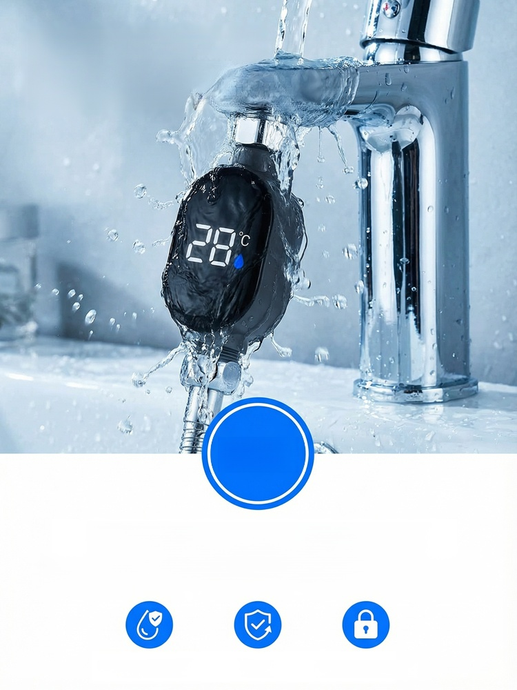 Inteligentny, wodoszczelny wyświetlacz temperatury do słuchawki prysznicowej