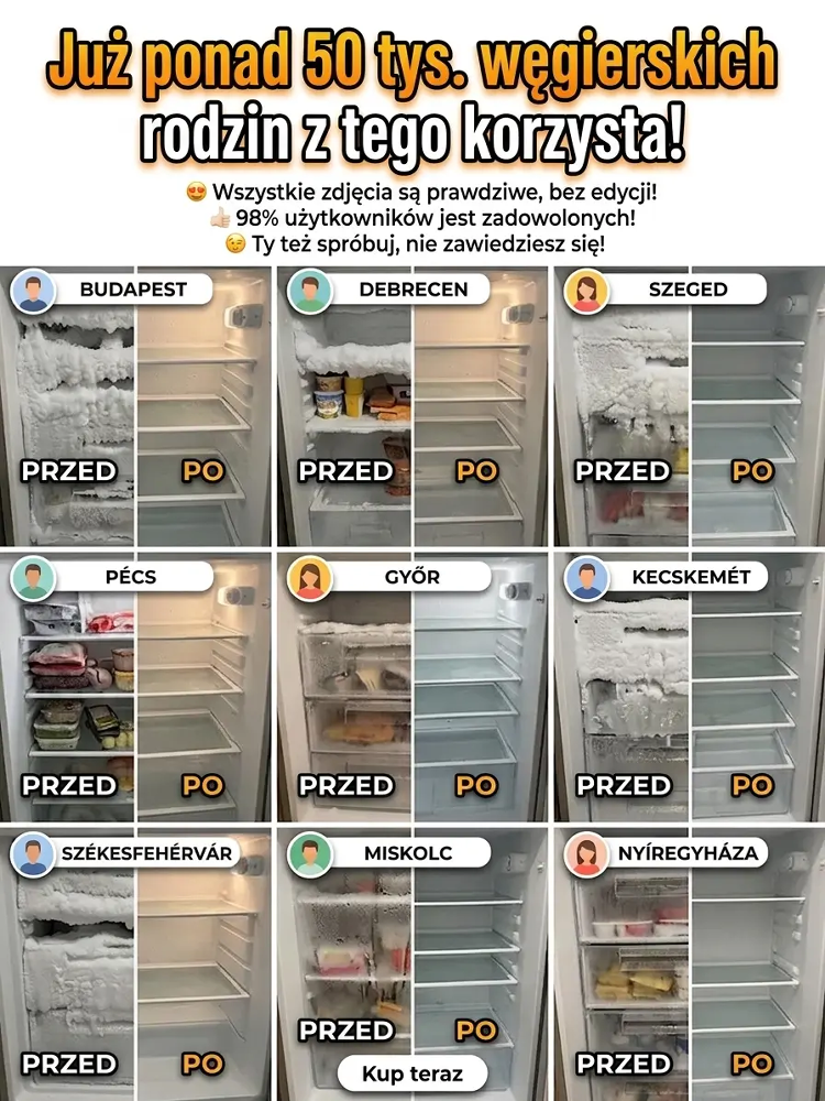【3-minutowy szybki środek do usuwania szronu i lodu】Spray do rozmrażania lodówki bez wyłączania zasi
