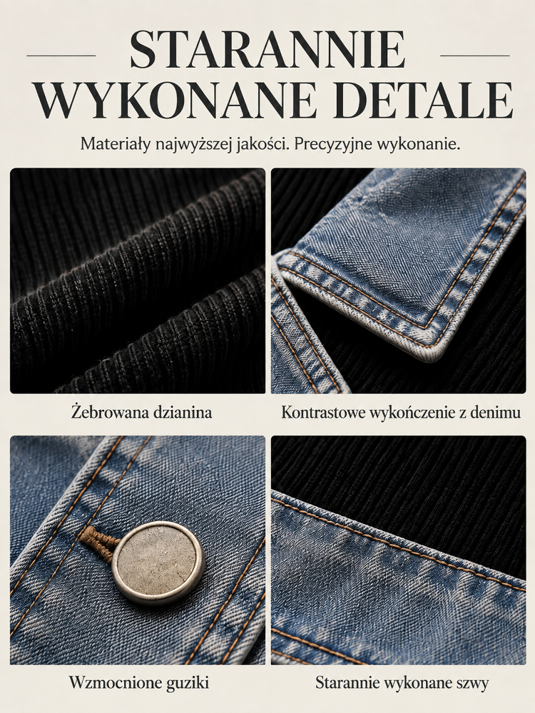 👗 Wyglądaj od razu o 5 kg szczuplej! Hybrydowa kurtka łącząca dżins z dzianiną – wysmuklająca i pełna klasy ✨