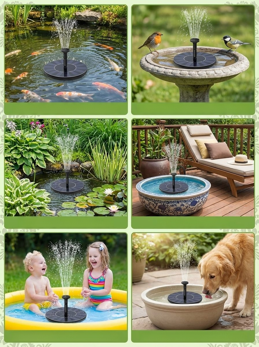 0 Elektryczna fontanna zasilana energią słoneczną z funkcją napowietrzania