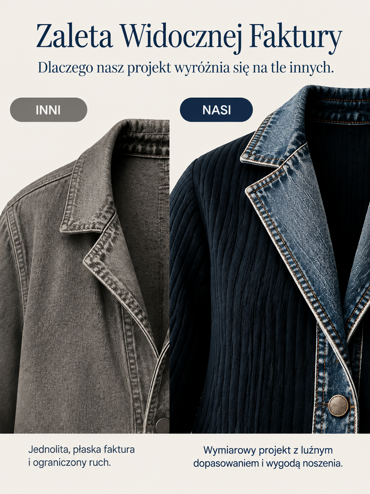👗 Wyglądaj od razu o 5 kg szczuplej! Hybrydowa kurtka łącząca dżins z dzianiną – wysmuklająca i pełna klasy ✨