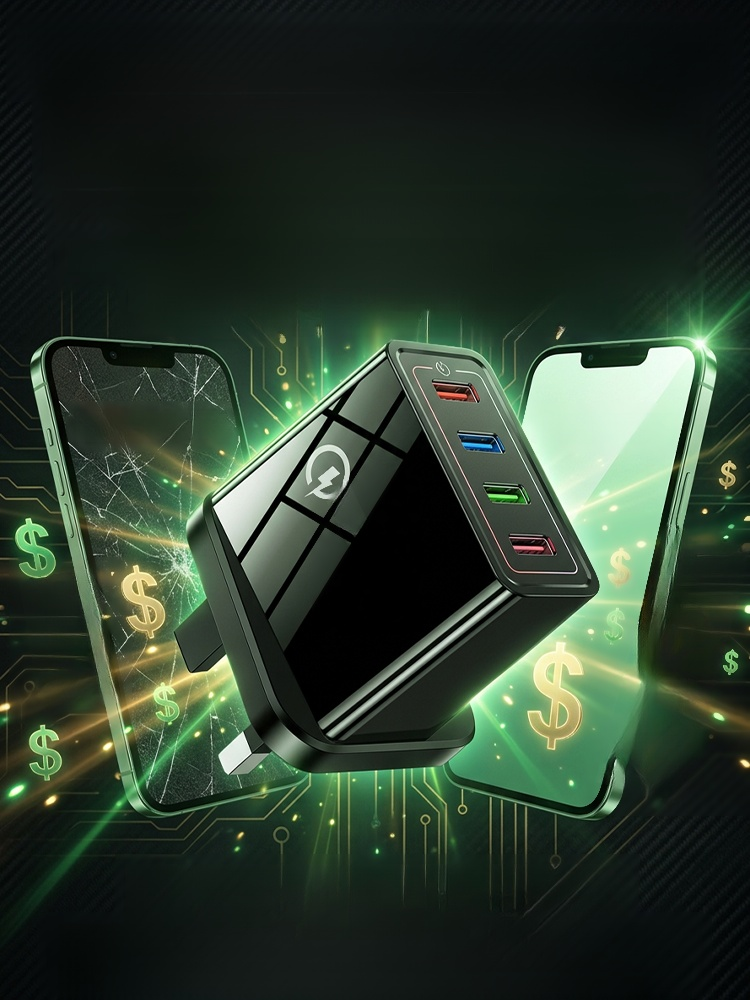 Czterowyjściowa ładowarka podróżna 【poprawa żywotności baterii telefonu】