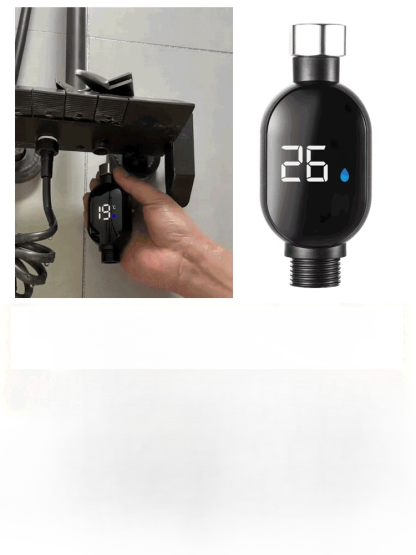 Inteligentny, wodoszczelny wyświetlacz temperatury do słuchawki prysznicowej