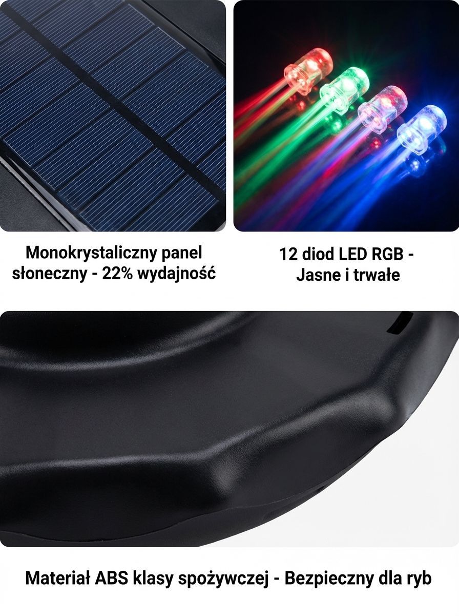 Ekskluzywna fontanna ogrodowa zasilana energią słoneczną, z kolorowym oświetleniem