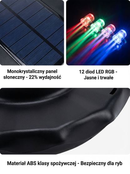 Ekskluzywna fontanna ogrodowa zasilana energią słoneczną, z kolorowym oświetleniem