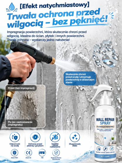 Przemysłowy spray do naprawy ścian i ochrony przed pleśnią
