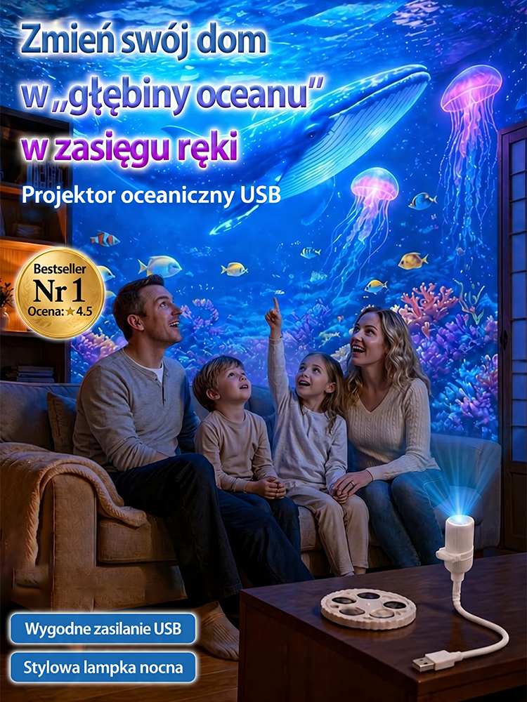 【Nowości 50% TANIEJ】🌈Kreatywny projektor głębi oceanu! 🌠Aż 15 gwiezdnych scenerii do wyboru! 🌟Bezpieczne dla oczu światło z certyfikatem PSE.