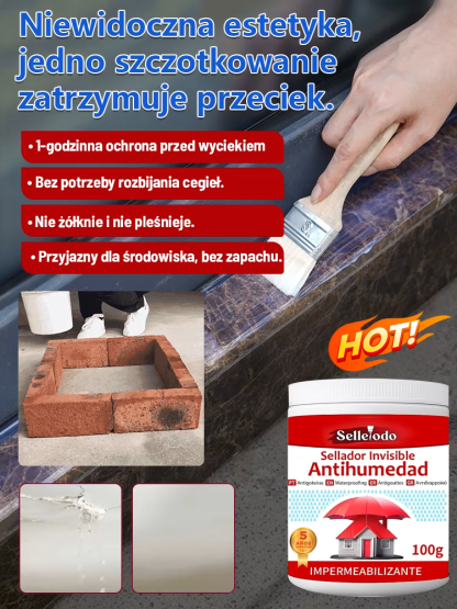 Bezbarwny klej uszczelniający do naprawy przecieków na zewnętrznych ścianach i dachach bez konieczno