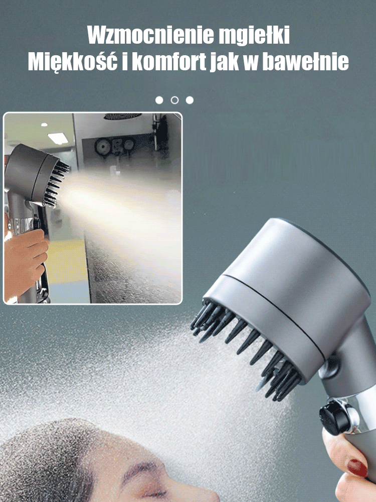 Wielofunkcyjna głowica natryskowa z regulacją jednym przyciskiem i funkcją niemieckiego masażu