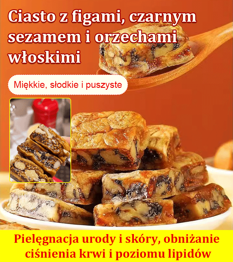 Ciasto z figami, czarnym sezamem i orzechami włoskimi [Kup 1, a 1 dostaniesz gratis]