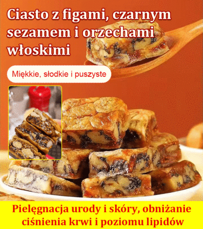 Ciasto z figami, czarnym sezamem i orzechami włoskimi [Kup 1, a 1 dostaniesz gratis]