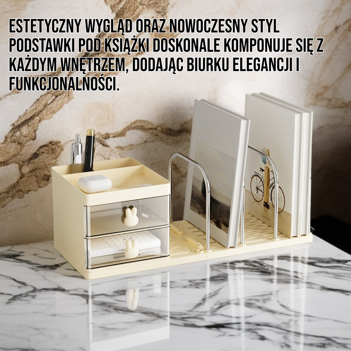 Stabilna podstawka na książki do biura