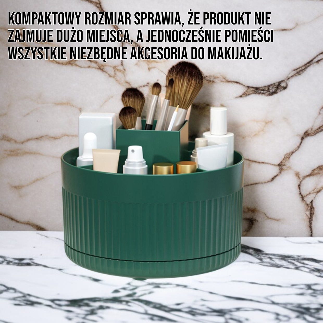Obrotowe pudełko do przechowywania pędzli do makijażu na toaletce