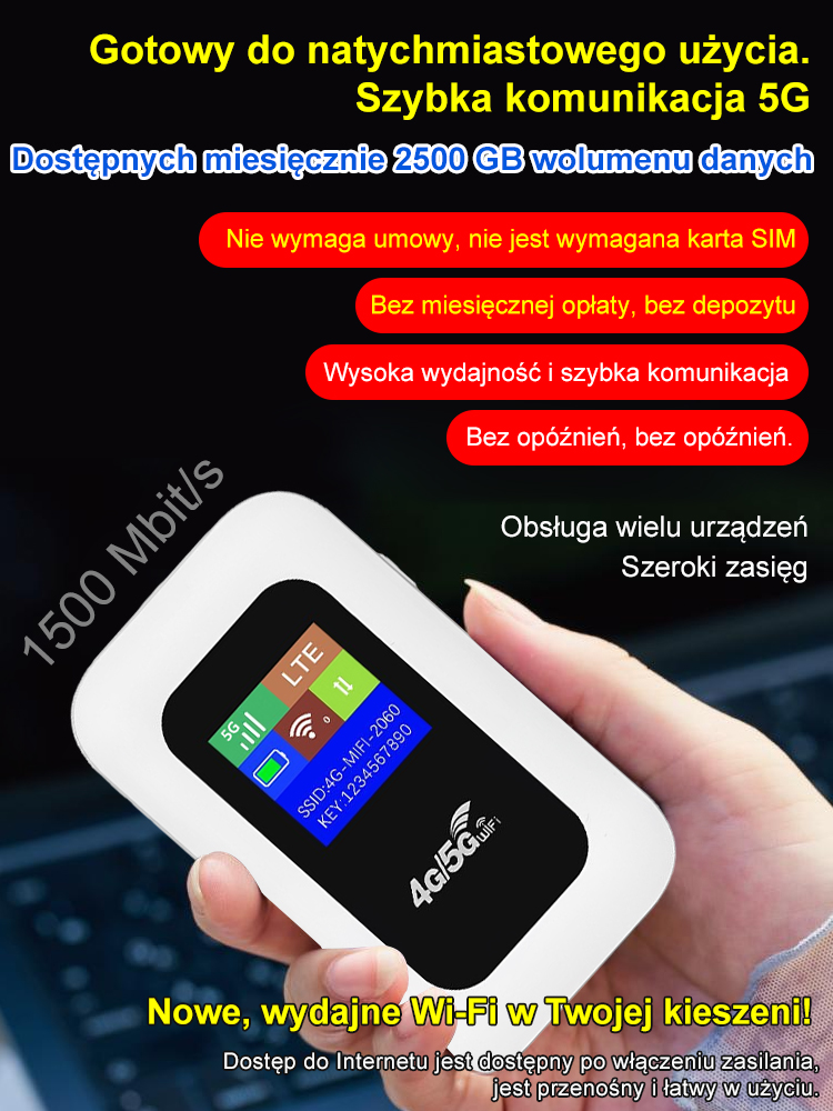 WiFi w podróży【Jednorazowy zakup, dostęp na całe życie!】
