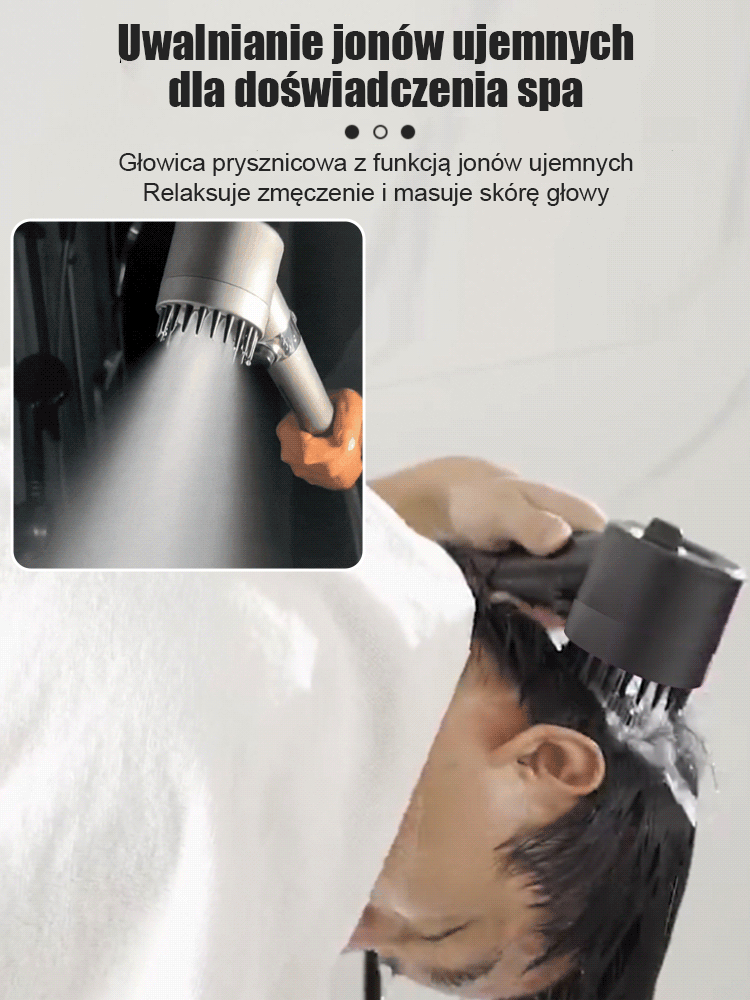 Wielofunkcyjna głowica natryskowa z regulacją jednym przyciskiem i funkcją niemieckiego masażu
