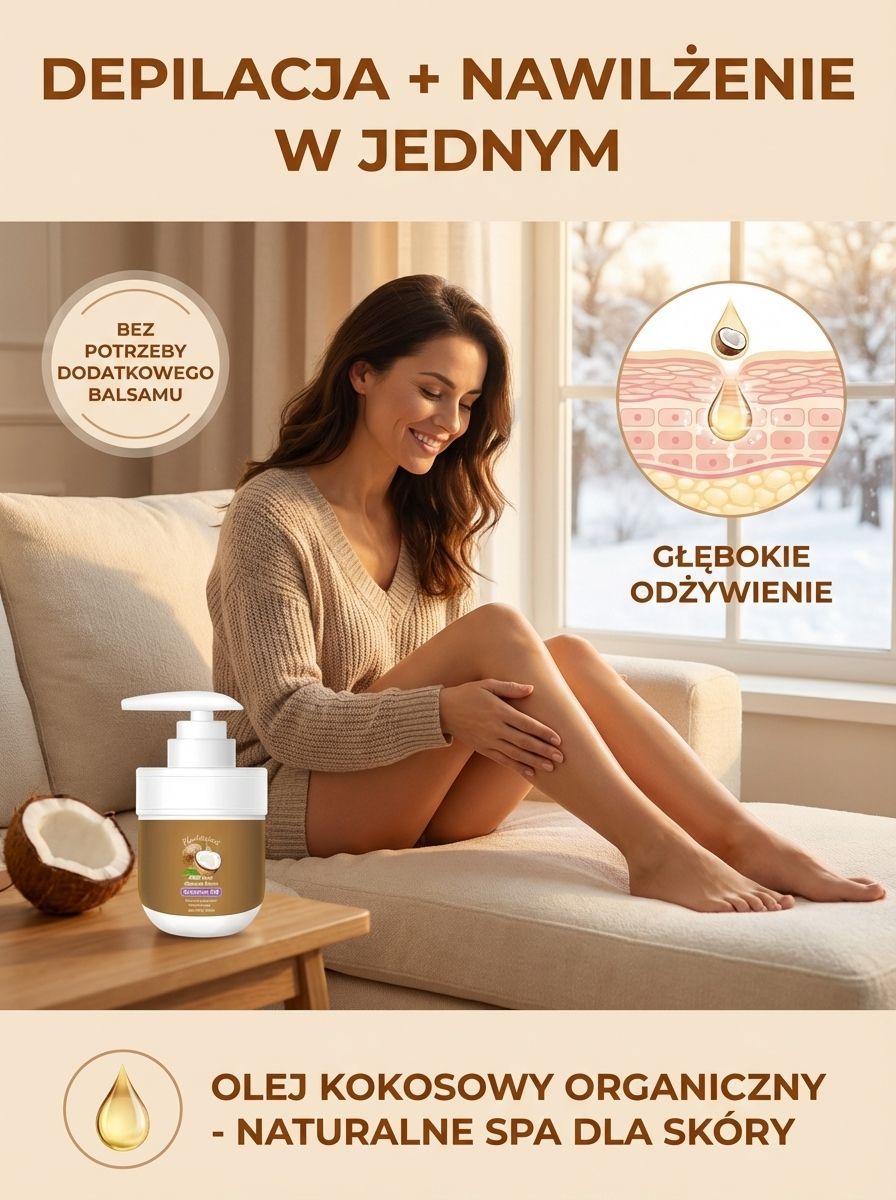 [Bezbolesna depilacja] Krem do depilacji z ekstraktami roślinnymi i olejem kokosowym 【Depilacja klasy medycznej — 100% bezpieczeństwa!】