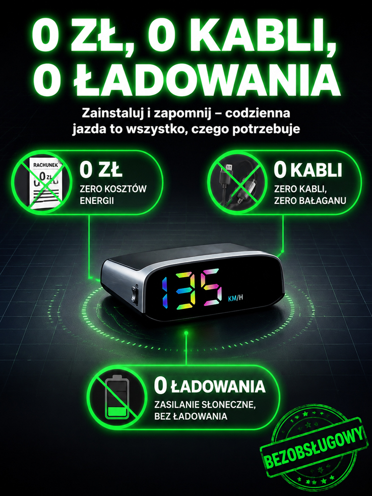 🚗Miej prędkość bezpośrednio na wysokości wzroku! Solarny wyświetlacz HUD do każdego auta