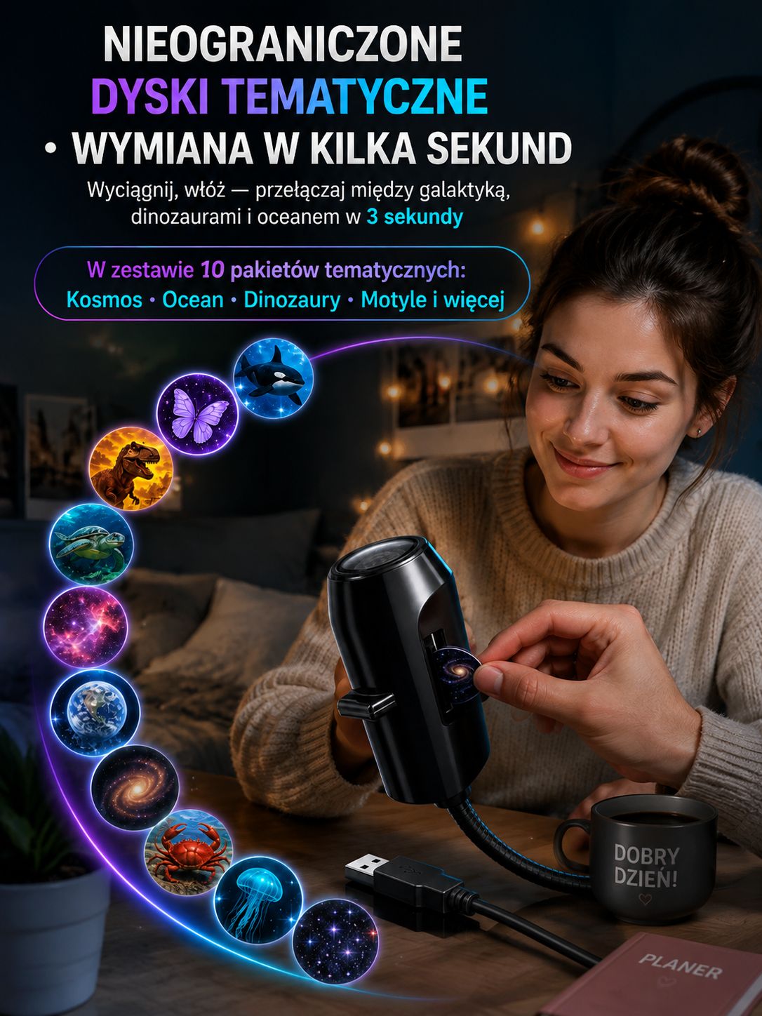 Hity Cenowe! Immersyjny projektor 2w1 zmienia pokój w bajkowy świat!