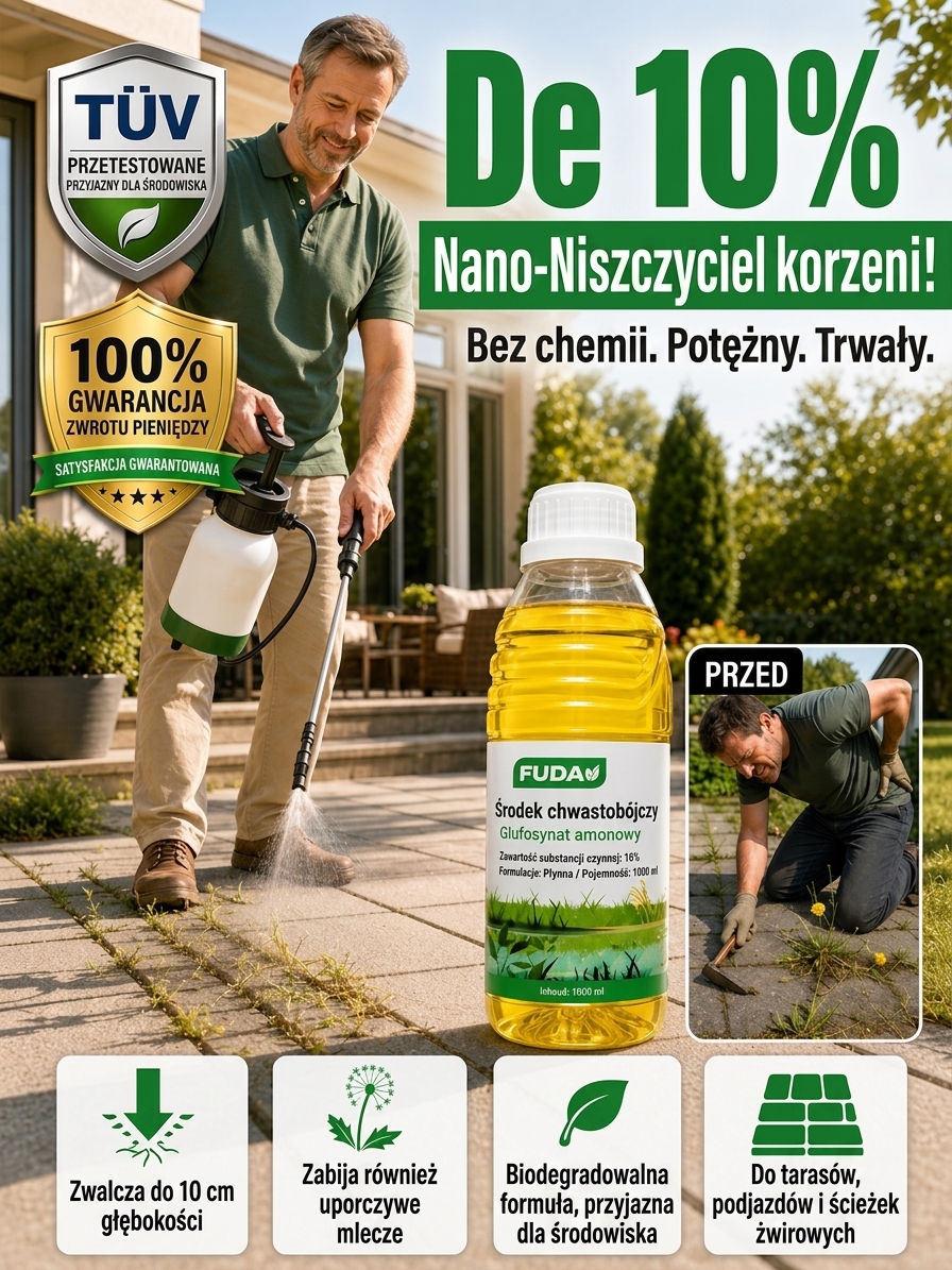 Wyrywanie chwastów na klęczkach to przeszłość! Ekologiczny preparat bez glifosatu (-50%)
