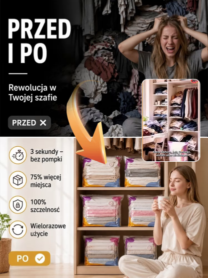 🛡️ Mieszkanie Pęka w Szwach? Pancerne Worki Kompresyjne 3D (InPost + Płatność przy Odbiorze) ✅