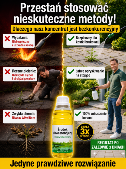 Wyrywanie chwastów na klęczkach to przeszłość! Ekologiczny preparat bez glifosatu (-50%)