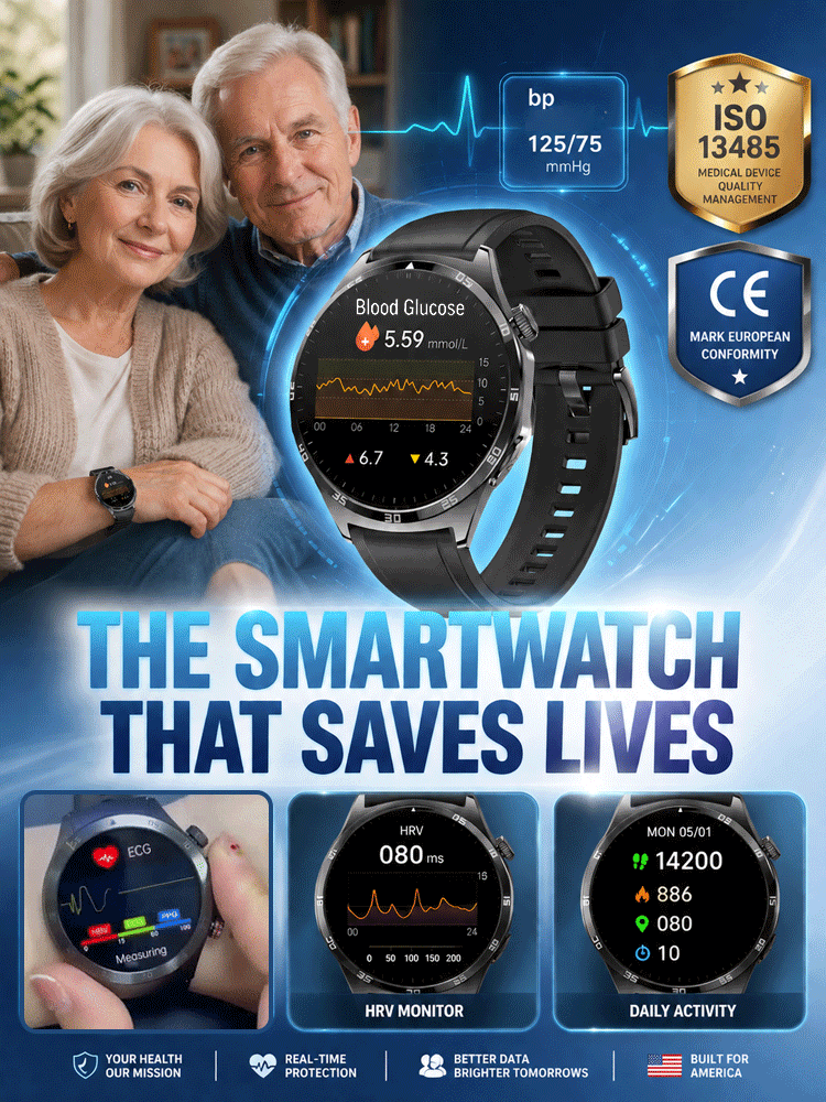 High-precision smart blood glucose monitoring watch【Continuous 24-hour monitoring of health indicators such as blood sugar, blood pressure, and blood oxygen!】