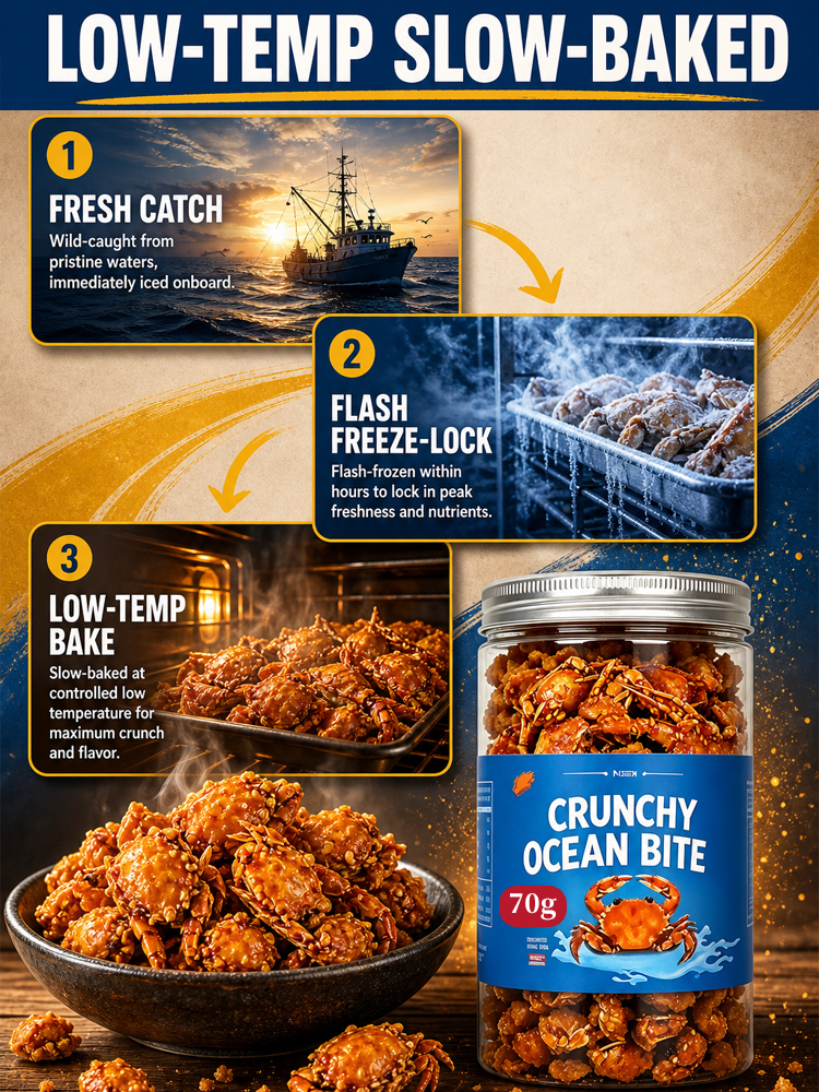 【Buy 1 Get 1 Free for a Limited Time!】Crispy and ready-to-eat spicy crab caught from deep sea，High in Protein, Low in Sodium，Suitable for everyone!