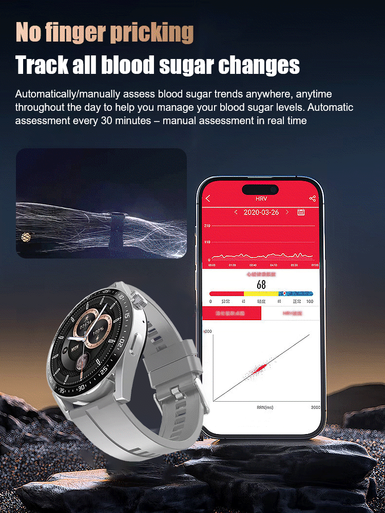 High-precision smart blood glucose monitoring watch【Continuous 24-hour monitoring of health indicators such as blood sugar, blood pressure, and blood oxygen!】