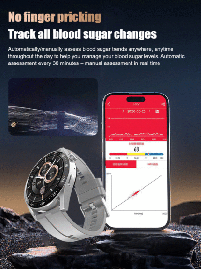 High-precision smart blood glucose monitoring watch【Continuous 24-hour monitoring of health indicators such as blood sugar, blood pressure, and blood oxygen!】