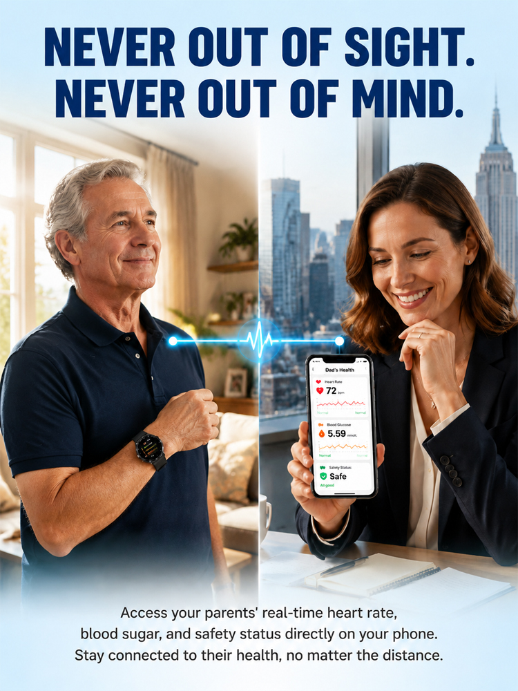 High-precision smart blood glucose monitoring watch【Continuous 24-hour monitoring of health indicators such as blood sugar, blood pressure, and blood oxygen!】