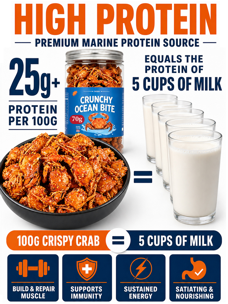 【Buy 1 Get 1 Free for a Limited Time!】Crispy and ready-to-eat spicy crab caught from deep sea，High in Protein, Low in Sodium，Suitable for everyone!