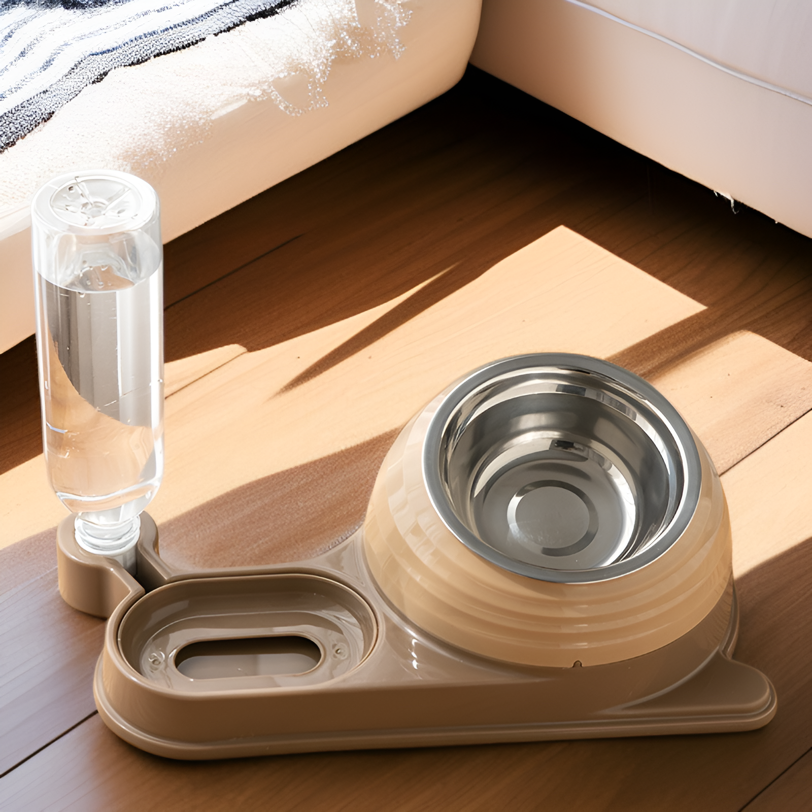 Durable double bowl set for pet food and water