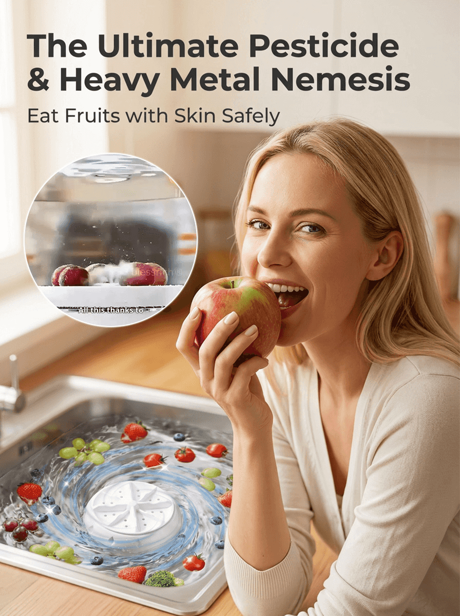 【A must-have for every household!】Ultrasonic Fruit and Vegetable Washer【Effectively removes pesticide residues, insect eggs, harmful bacteria, etc.! Removal rate up to 99.9%!】
