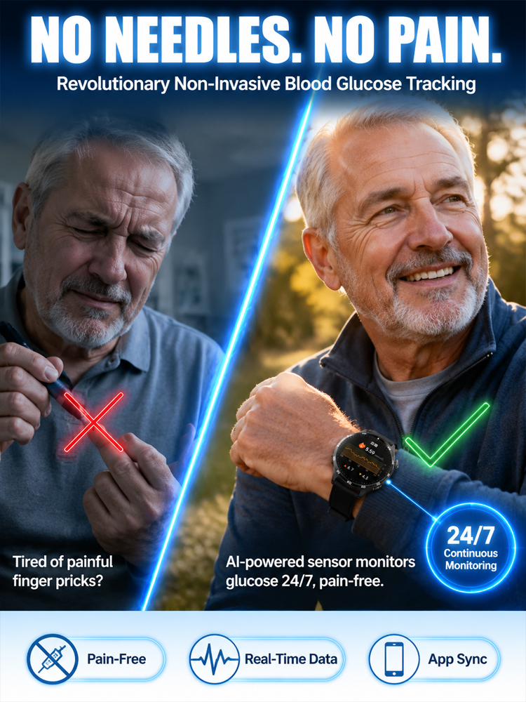 High-precision smart blood glucose monitoring watch【Continuous 24-hour monitoring of health indicators such as blood sugar, blood pressure, and blood oxygen!】