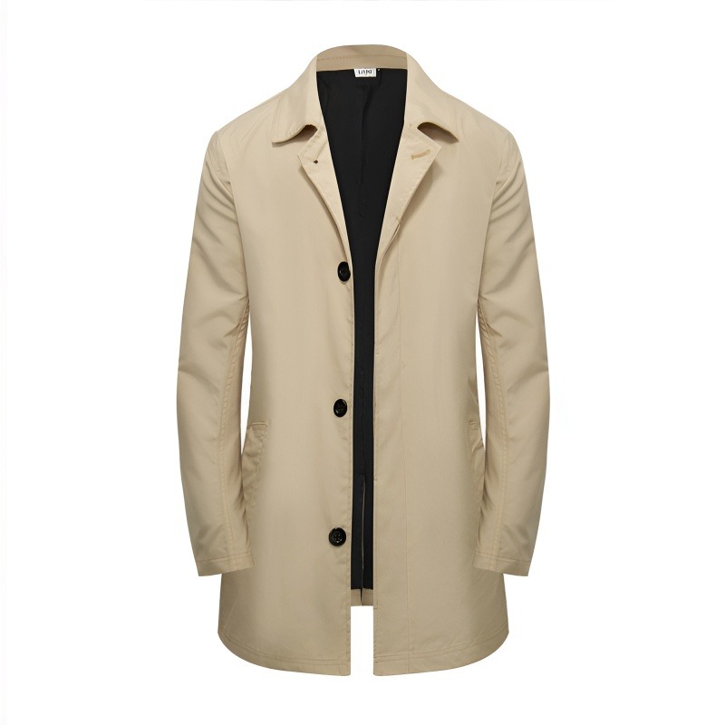 [British Elegance] Men's Classic Single-Breasted Trench Coat，Water-resistant and wrinkle-resistant—stylish and versatile!