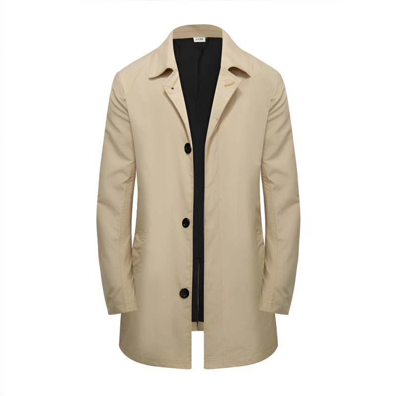[British Elegance] Men's Classic Single-Breasted Trench Coat，Water-resistant and wrinkle-resistant—stylish and versatile!