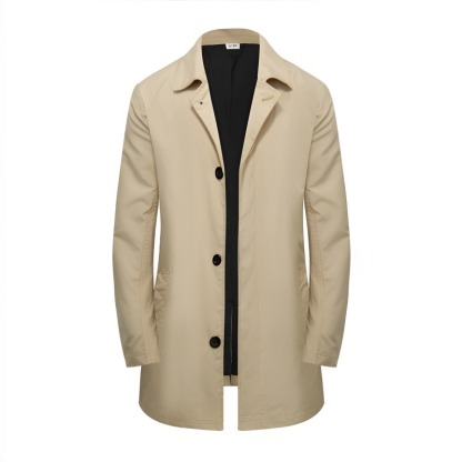 [British Elegance] Men's Classic Single-Breasted Trench Coat，Water-resistant and wrinkle-resistant—stylish and versatile!