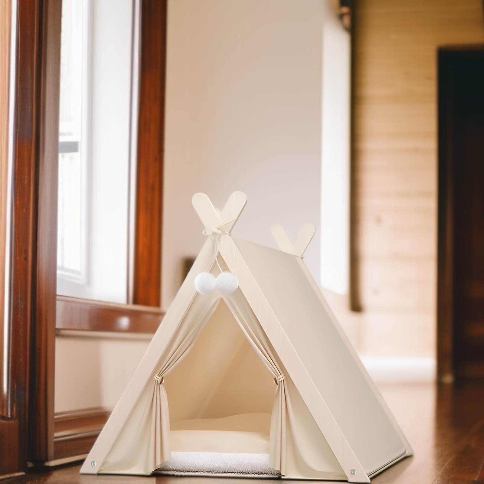 Durable fabric pet tent for small pets